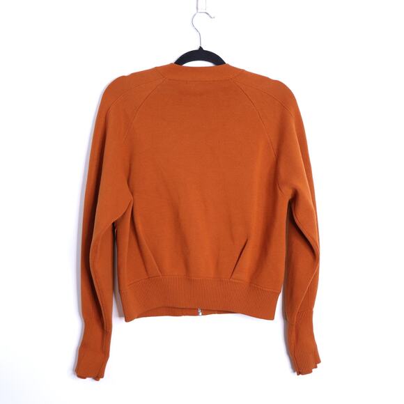 Athleta Sequoia Burnt Orange Zip-Front Women's Sweater - Picture 2 of 11